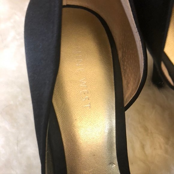 Nine West Black Satin Evening Event Prom Heels - Picture 3 of 7